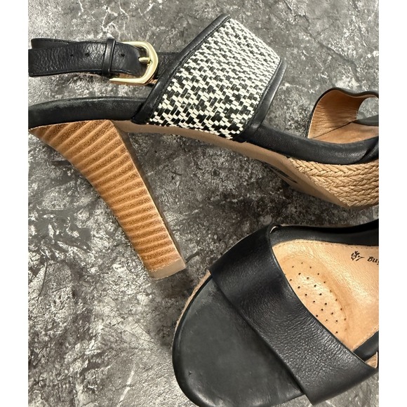 Sofft Womens Black White Woven Leather Platform Slingback Comfort Heels Sz 11M - Picture 9 of 16